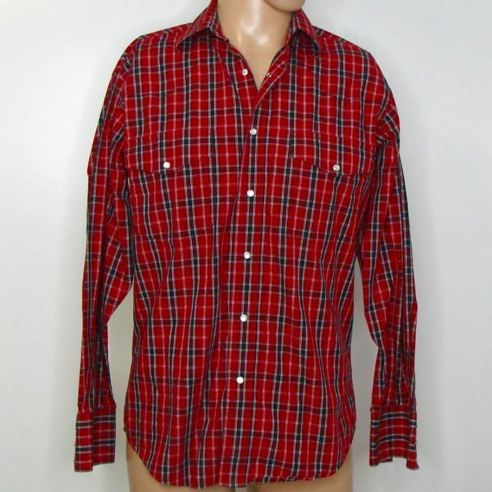 Wrangler Mens Wrinkle Resist Western Plaid Shirt